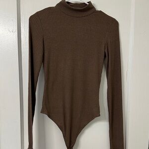 American Eagle Outfitters Taupe Ribbed Knit Top